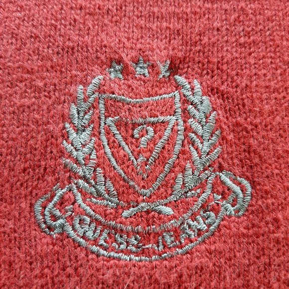 Guess Men's Santa Red Cotton Knitted V-Neck Sweater Size: L - Picture 5 of 6